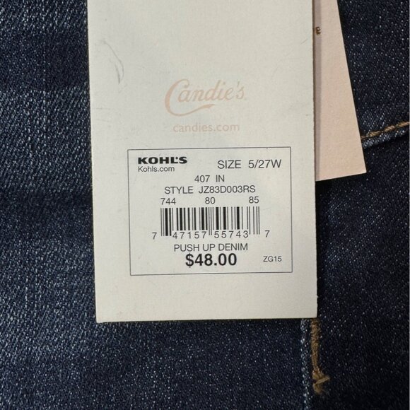 Candies Skinny Jeans Size 5/27W Dark Wash Denim Stretch Sculpt Jeans Push Up - Picture 10 of 10